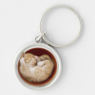 Sleeping Kitten Keychain
