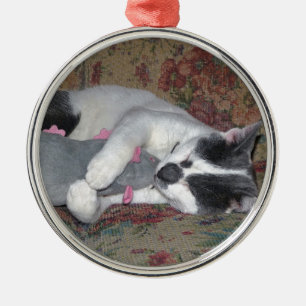 Sleeping Kitten Metal Ornament