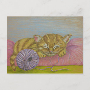 Sleeping kitten postcard