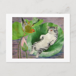 sleeping kitten postcard
