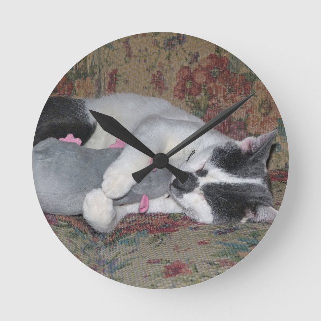 Sleeping Kitten Round Clock (Front)