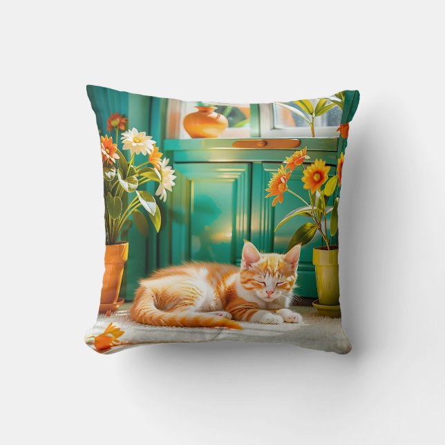 Sleeping kitten throw pillow (Front)