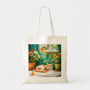 Sleeping kitten tote bag