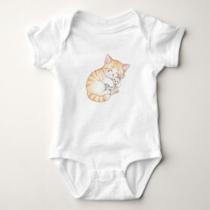  Sleeping Kitten with Plush Rabbit, by Natasha Us  Baby Bodysuit