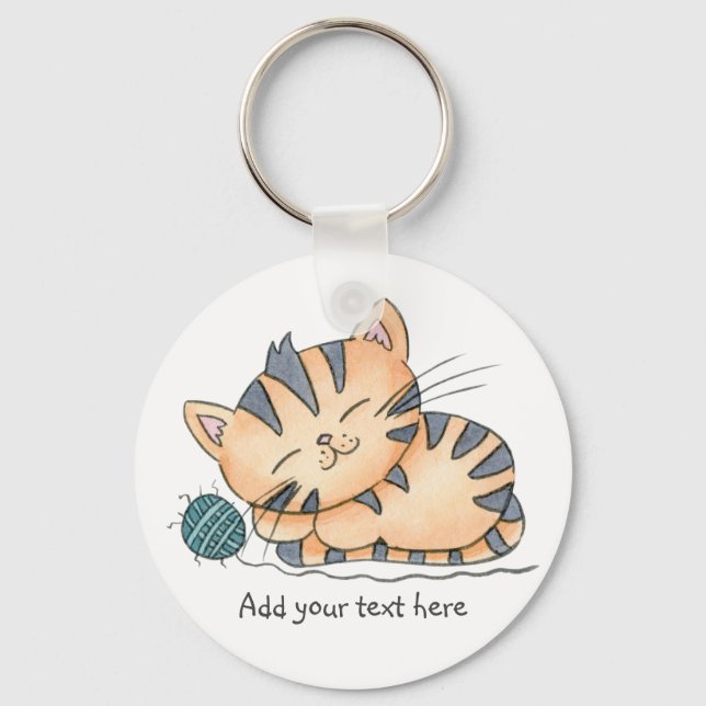 Sleeping Kitten With Wool Keychain (Front)