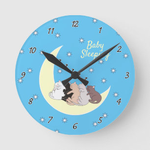 Sleeping Kitties Customizable Numbered Round Clock