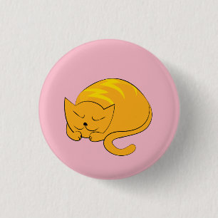 Sleeping Kitty Cat Cartoon 1 Inch Round Button
