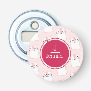 Sleeping Kitty Cat Pattern Monogram Bottle Opener