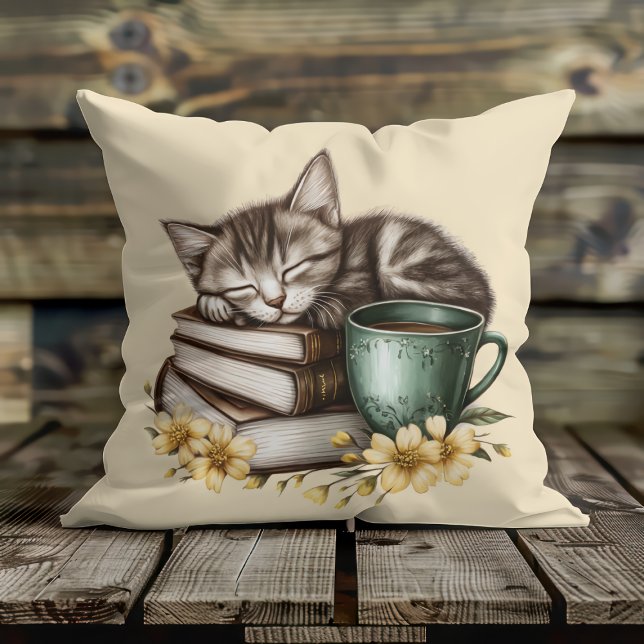 Sleeping Kitty Precious Kitty Throw Pillow (Creator Uploaded)