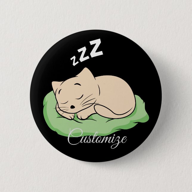 Sleeping Kitty Thunder_Cove 2 Inch Round Button (Front)