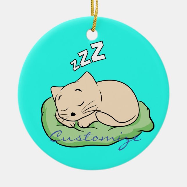Sleeping Kitty Thunder_Cove Ceramic Ornament (Front)