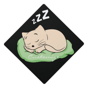 Sleeping Kitty Thunder_Cove Graduation Cap Topper