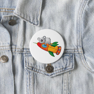 Sleeping Koala on Colourful Rocket  3 Inch Round Button