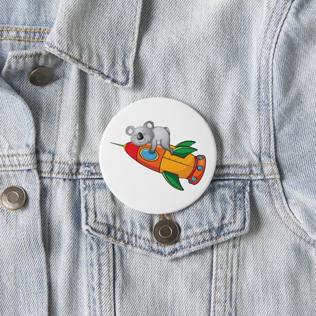 Sleeping Koala on Colourful Rocket  3 Inch Round Button (Creator Uploaded)