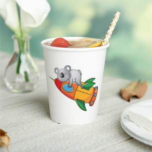 Sleeping Koala on Colourful Rocket  Paper Cups