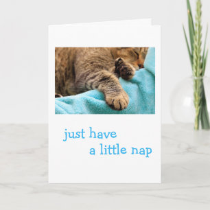 Sleeping Lazy Cat Get Well Card