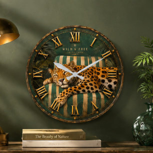 Sleeping Leopard Luxury Jungle Large Clock