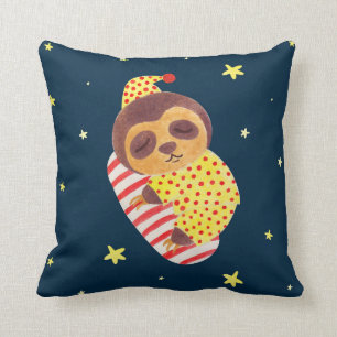 Sleeping Like a Sloth Throw Pillow