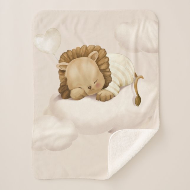 Sleeping Lion Cub Sherpa Blanket (Front)