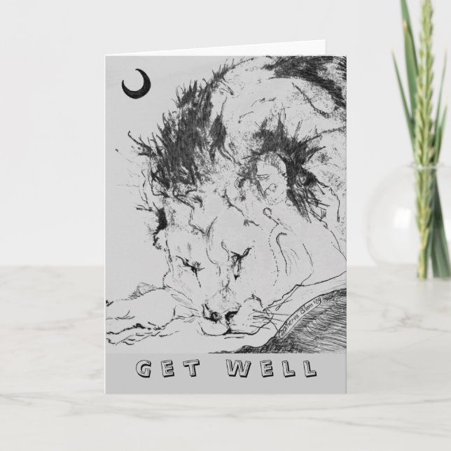 Sleeping Lion - Get Well Card (Front)