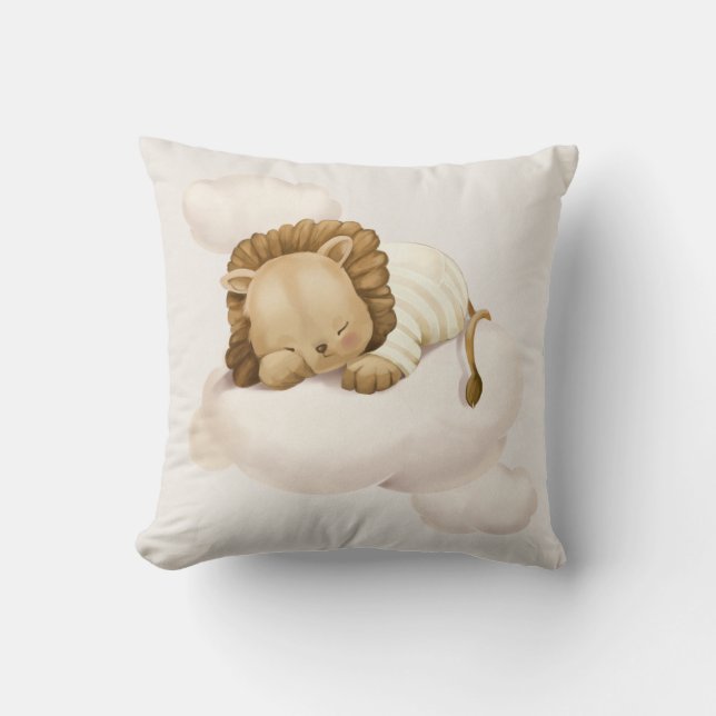 Sleeping Lion Throw Pillow (Front)