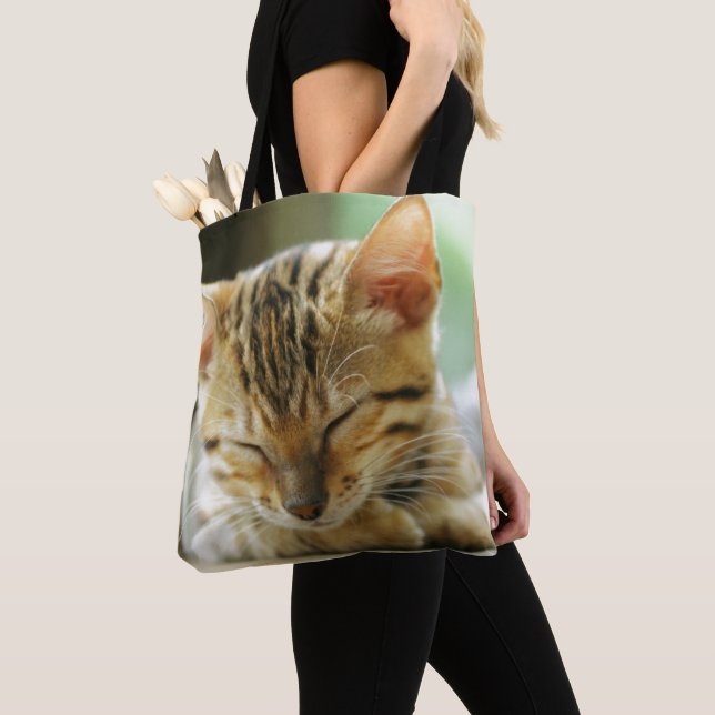 Sleeping Little Baby Kitty Tote Bag (Close Up)