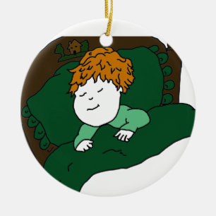 Sleeping Little Boy Ceramic Ornament
