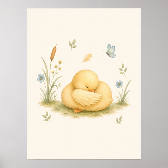 Sleeping Little Duck Nursery Poster (Front)