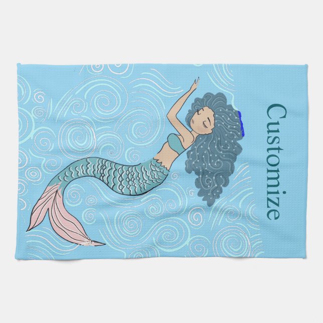 Sleeping Mermaid Thunder_Cove Kitchen Towel (Horizontal)