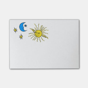 Sleeping moon and smiling sun post-it notes