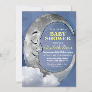 Sleeping Moon baby shower invitation