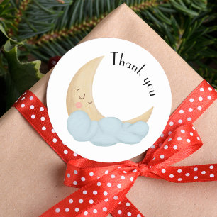 Sleeping Moon Cute Thank You  Classic Round Sticker