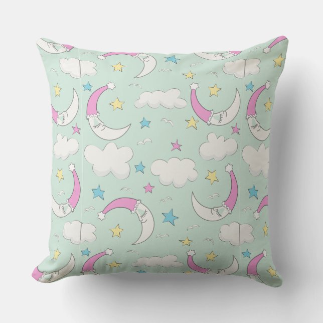 Sleeping Moon Outdoor Pillow (Front)