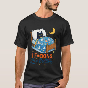 Sleeping Napping Lazy Black Cat Lover I Fcking Lov T-Shirt