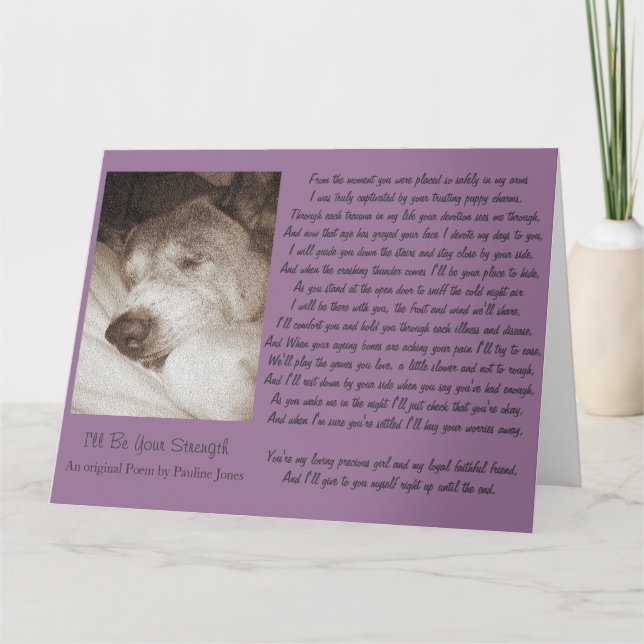 sleeping old akita dog animal sympathy poem big card (Front)