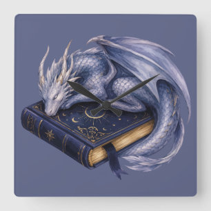 Sleeping On Grimoire, Magic Dragon Square Wall Clock
