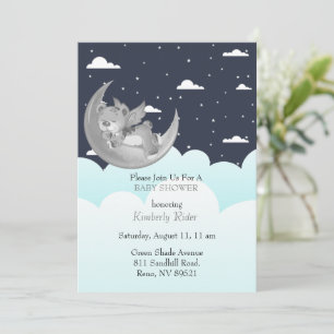 Sleeping On Moon Baby Shower Invitation