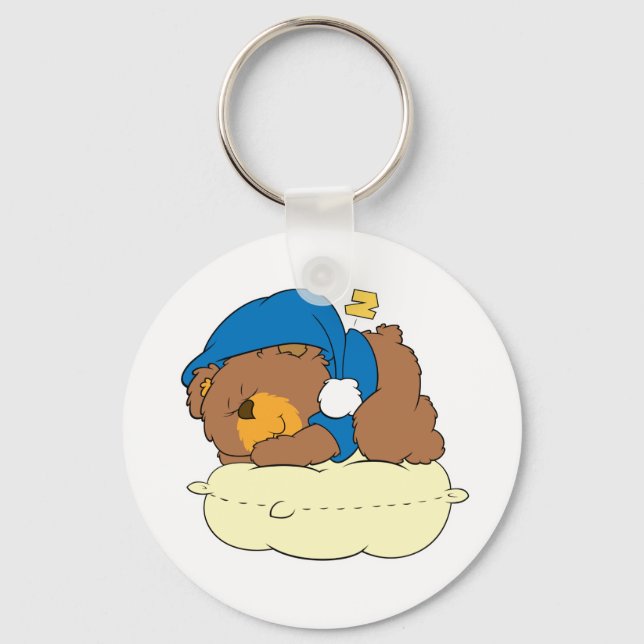 sleeping on pillow cute teddy bear design keychain (Front)