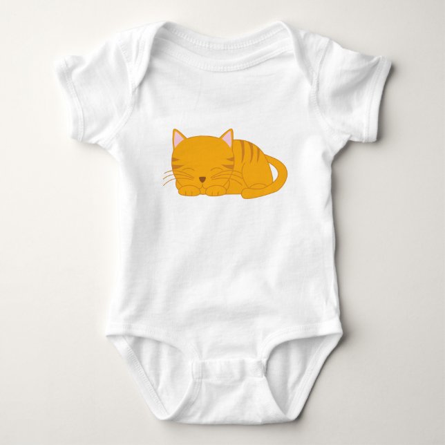 Sleeping Orange Tabby Cat Baby Bodysuit (Front)