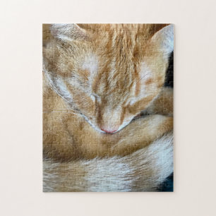 Sleeping orange tabby cat jigsaw puzzle