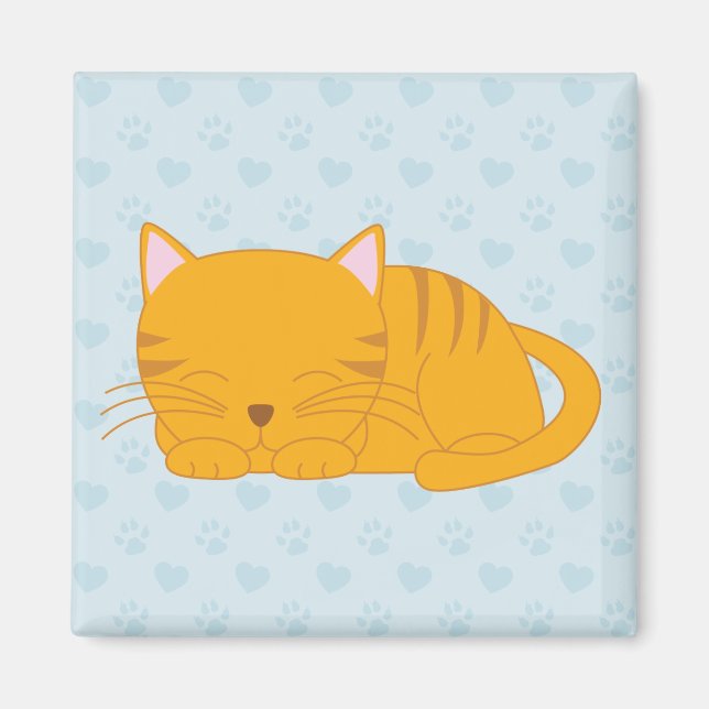 Sleeping Orange Tabby Cat Magnet (Front)