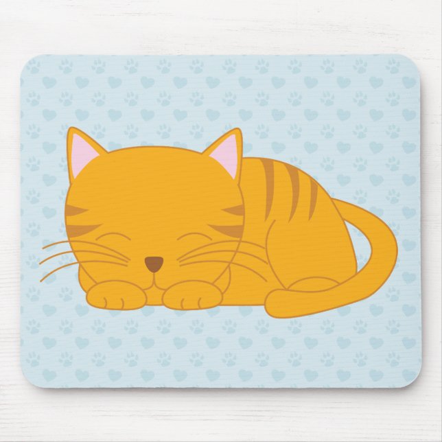 Sleeping Orange Tabby Cat Mouse Pad (Front)