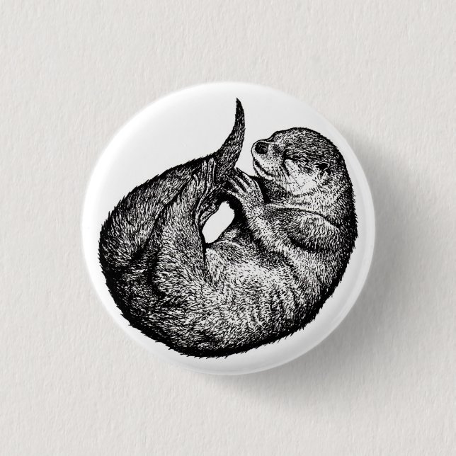 sleeping otter 1 inch round button (Front)