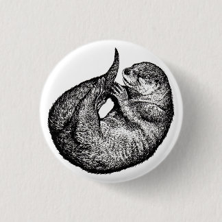 sleeping otter 1 inch round button
