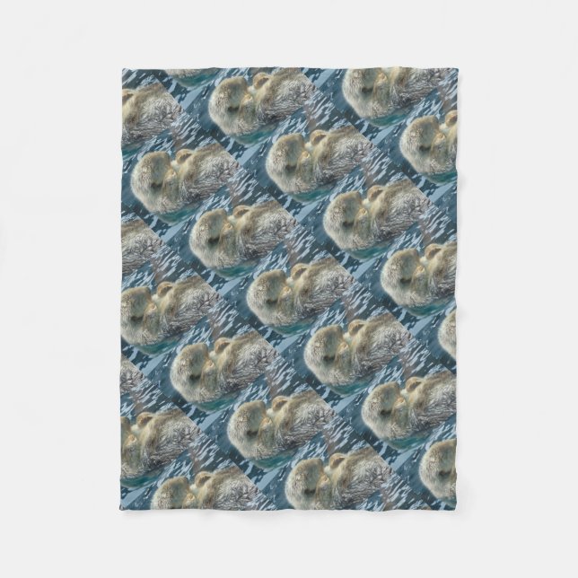 Sleeping Otter Fleece Blanket (Front)