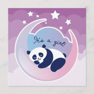 Sleeping Panda 'its a girl' birth announcement