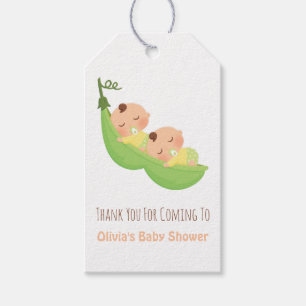 Sleeping Peas in a Pod Twin Baby Shower Gift Tags