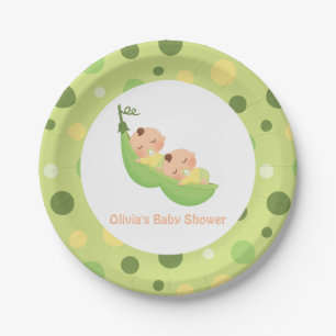 Sleeping Peas in a Pod Twin Baby Shower Plates
