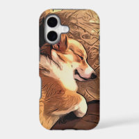 Sleeping Pembroke Welsh Corgi dog
