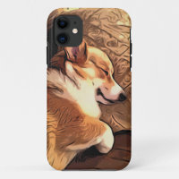 Sleeping Pembroke Welsh Corgi dog